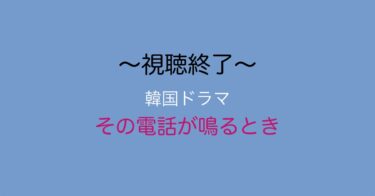 視聴完了まとめ！カッコ良過ぎなのにラストはイマイチ！韓ドラ『その電話が鳴るとき』